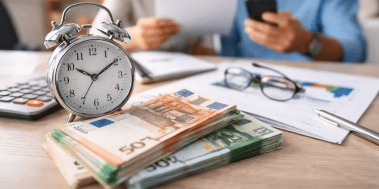 a stack of money and a clock on a tableŠto je brzi kredit i koje su njegove prednosti i rizici?